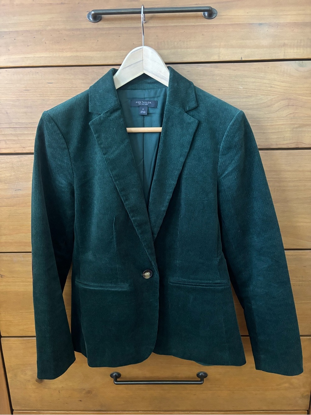 Ann Taylor Petite Hutton Forest Green Corduroy Tailored Blazer